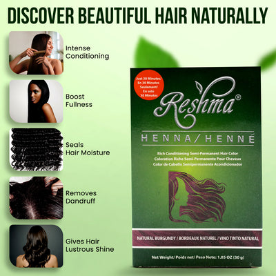 30 Minute Henna - Natural Burgundy Semi-Permanent Hair Color