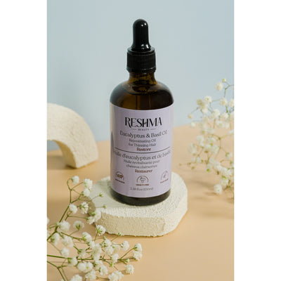 Reshma Beauty Eucalyptus & Basil Oil – Henna Infused Rejuvenating Oil for Thinning Hair | Restores, Strengthens & Nourishes