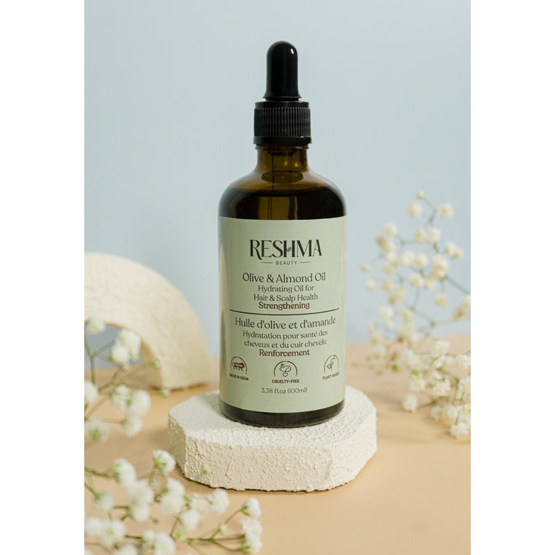 Reshma Beauty Olive & Almond Oil – Henna Infused Hydrating Oil for Hair & Scalp Health | Strengthens & Softens